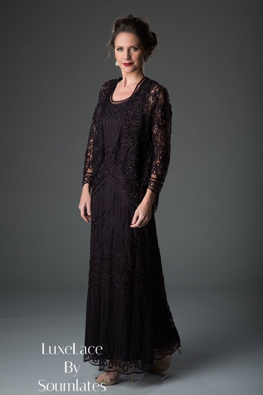 1603 Soutache Lace Embroidered Dress and Jacket Gown