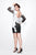 Primavera Couture - Sheer Long Sleeve Floral Cocktail Dress 1603 in Black and White