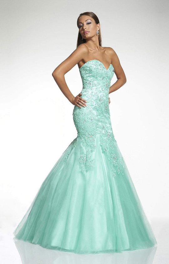 Tiffany Homecoming - 16040 Strapless Embellished Mermaid Gown In Blue