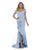 Morrell Maxie - 16042 Off-Shoulder Stretch Crepe Ruffled Trumpet Dress in Blue