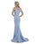 Morrell Maxie - 16042 Off-Shoulder Stretch Crepe Ruffled Trumpet Dress in Blue
