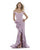 Morrell Maxie - 16042 Off-Shoulder Stretch Crepe Ruffled Trumpet Dress in Purple