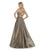 Morrell Maxie - 16044 Embellished Halter Shimmer Mikado A-line Dress in Brown