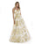 Morrell Maxie - 16049 Strapless Deep Sweetheart Brocade A-line Dress in White and Gold