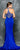 Colors Dress - 1604 Shimmering Halter Keyhole Evening Dress in Blue