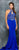 Colors Dress - 1604 Shimmering Halter Keyhole Evening Dress in Blue