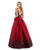 Morrell Maxie - 16050 Two Tone Embellished Brocade Print A-line Dress in Black and Red