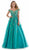 Morrell Maxie - 16051 Plunging Off Shoulder Appliqued Corset Gown in Green