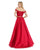 Morrell Maxie - 16052 Two-Piece Beaded Lace Long A-Line Gown in Red