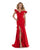 Morrell Maxie - 16059 Ruffled Off-Shoulder Trumpet Dress in Red