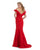 Morrell Maxie - 16059 Ruffled Off-Shoulder Trumpet Dress in Red