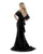 Morrell Maxie - 16060 Cold Shoulders Ruffle Drape Scuba Mermaid Gown in Black