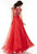 Tiffany Homecoming - Embroidered Bateau Neck Chiffon A-line Dress 16062 In Red