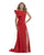 Morrell Maxie - 16063 Ruffled Bateau Sheath Evening Dress in Red