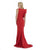 Morrell Maxie - 16063 Ruffled Bateau Sheath Evening Dress in Red