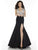 Tiffany Homecoming - V Neck Crystal Beaded Long Gown with Slit 16064 In Black and Multi-Color
