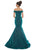 Ashley Lauren - 1606 Off-Shoulder Metallic Scuba Mermaid Dress In Green