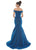 Ashley Lauren - 1606 Off-Shoulder Metallic Scuba Mermaid Dress In Blue