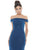 Ashley Lauren - 1606 Off-Shoulder Metallic Scuba Mermaid Dress In Blue