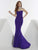 Tiffany Homecoming - Silver Beaded High Neck Illusion Svelte Long Jersey Gown 16075 In Blue and Silver