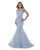 Morrell Maxie - 16076 Plunging Halter Fitted Mermaid Gown in Blue