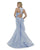 Morrell Maxie - 16076 Plunging Halter Fitted Mermaid Gown in Blue