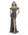Morrell Maxie - 16079 Off-Shoulder Shimmer Jersey Trumpet Dress in Gray