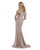 Morrell Maxie - 16079 Off-Shoulder Shimmer Jersey Trumpet Dress in Pink