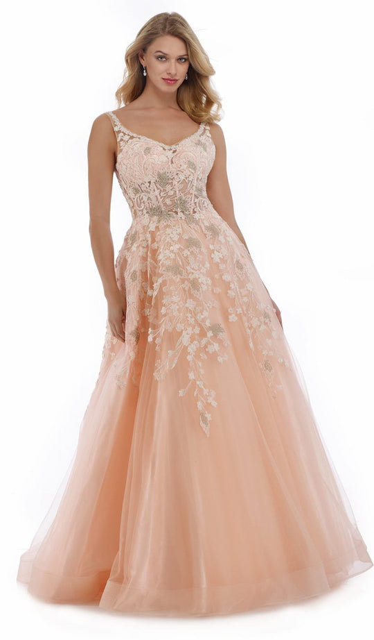 Morrell Maxie - 16083 Illusion Corset Bodice Appliqued Gown