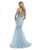 Morrell Maxie - 16087 Embroidered Sweetheart Tulle Mermaid Dress in Blue