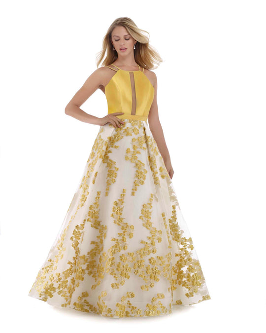 Morrell Maxie - 16089 Mikado Halter Brocade A-line Dress