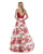 Morrell Maxie - 16090 Mikado Deep V-neck Brocade A-line Dress in Red and White