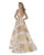 Morrell Maxie - 16091 Plunging V-neck Metallic Brocade A-line Dress in White and Gold