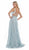 Morrell Maxie - 16094 Lattice-Strapped Back Floral Sequined Gown in Blue
