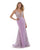 Morrell Maxie - 16098 Embroidered Deep V-neck Mermaid Dress in Purple