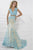 Tiffany Homecoming - Charming Laced V-neck Trumpet Dress 16103 In Blue and Neutral