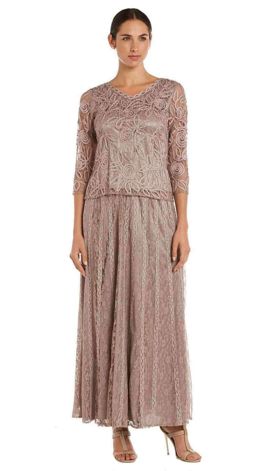 Soulmates - 1610 Soutache Lace 3/4 Sleeve Top with Circle Skirt in Brown