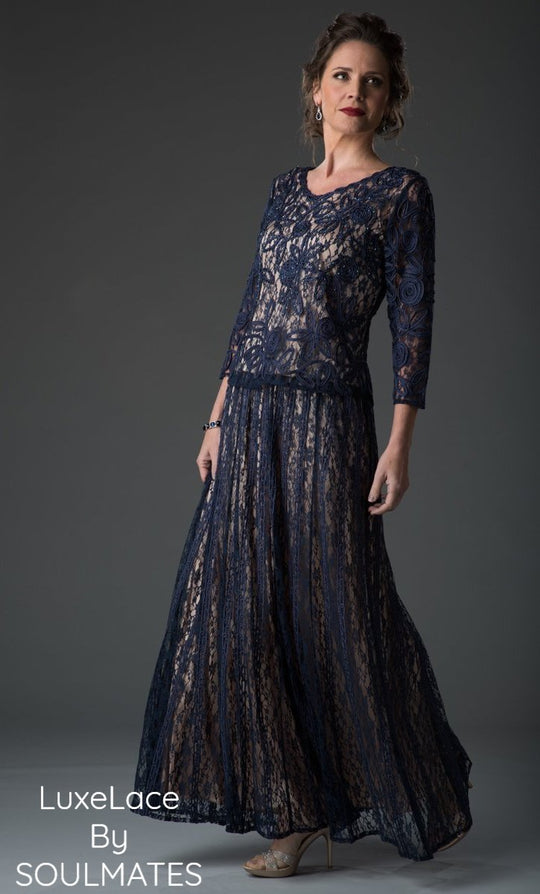 1610 Soutache Lace 3/4 Sleeve Top with Circle Skirt