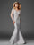 Clarisse - Long Sleeve Lace Embellished Trumpet Gown in Silver