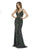 Morrell Maxie - 16114 Sequin Embellished Plunging V-Neck Dress In Green