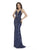 Morrell Maxie - 16114 Sequin Embellished Plunging V-Neck Dress In Blue