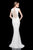 Terani Couture - 1611E0165A Bedazzled V-neck Sheath Dress in Neutral
