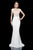 Terani Couture - 1611E0165A Bedazzled V-neck Sheath Dress in Neutral