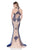 Terani Couture - Elaborately Beaded Halter Neck Long Gown 1611E0196A In Blue and Neutral