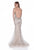Terani Couture - 1611GL0462A Bejeweled Illusion Bateau Trumpet Dress in Neutral