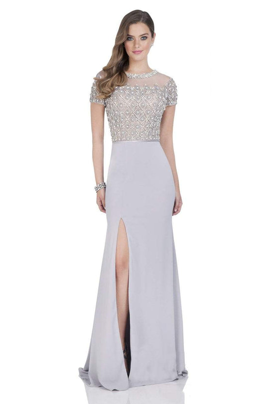 Terani Couture - Short Sleeve Crepe Illusion Gown 1611M0608B
