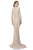 Terani Couture - Sequined V Neck Sleeveless Long Dress 1611M0629B in Neutral