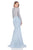 Terani Couture - Long Sleeve Wrap Trumpet Skirt Gown 1611M0635 In Blue