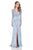 Terani Couture - Long Sleeve Wrap Trumpet Skirt Gown 1611M0635 In Blue