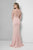 Terani Couture - Long Sleeve Wrap Trumpet Skirt Gown 1611M0635 In Pink